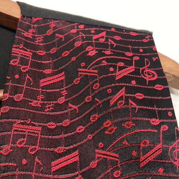 Vintage Waistcoat Mens Medium Large Red Embroidered Musical Notes Music Lover - Picture 5 of 12